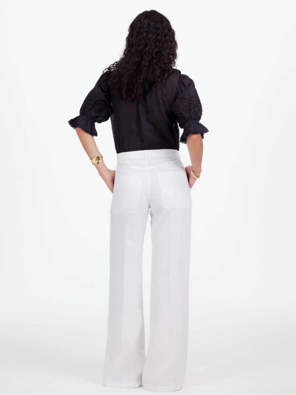 Madewell The Zoe Relaxed Wide Pant in 100% Linen Size 14 in Salt White - Picture 3 of 12